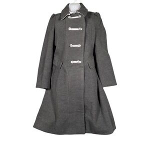 Rothschild Girls Long Dress Coat Gray Pink Trim Button Front Kids XL 16 Elegant